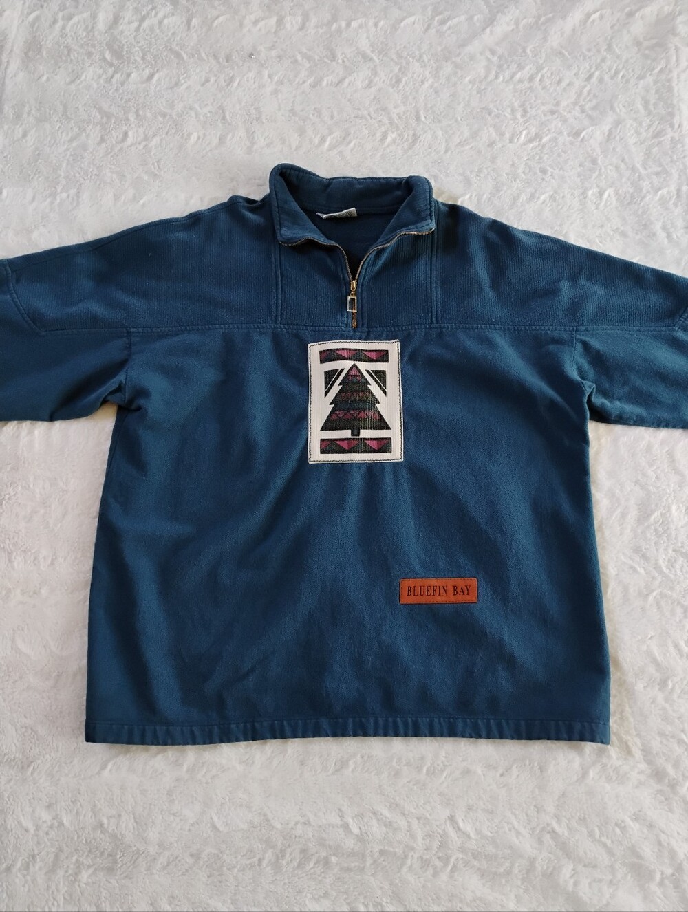 By Taylor Vintage Bluefin Bay Tree Quarter Zip Pullover